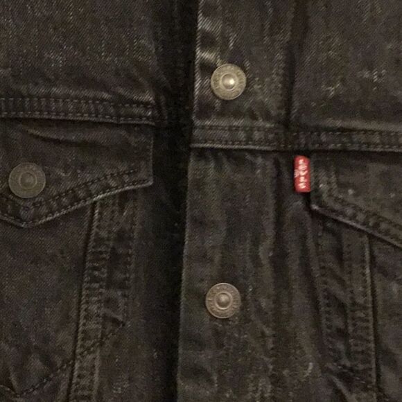 Levi Black Denium Shearling Jacket - Picture 2 of 5